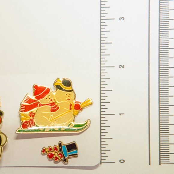 CUTE Vintage Snowman Pins LOT of 3 - Picture 4 of 4